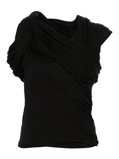 Rick Owens Harness T Draped Top In Black