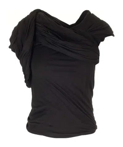 RICK OWENS RICK OWENS DRAPED RUCHED ASYMMETRIC NECKLINE TOP