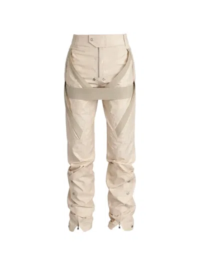 Rick Owens Strapped Moto Pants Harness Waist Zip Cuffs In Brown