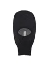 Rick Owens Cut-out Front Cashmere Balaclava With Raw Edges In Black