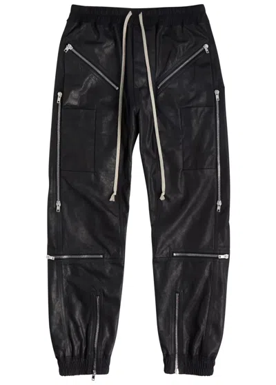 Rick Owens Headon Leather Sweatpants In Black