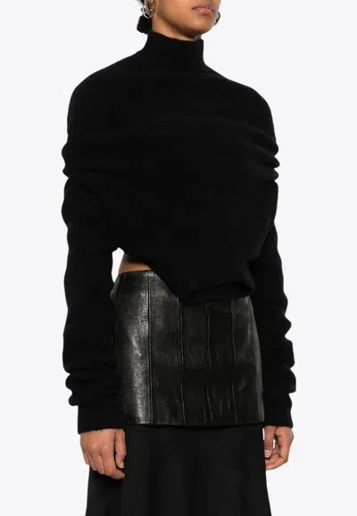 Rick Owens Headon Lupetto Open-back Sweater In Black