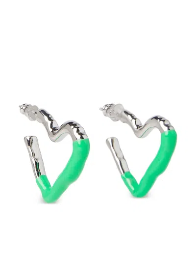 Rick Owens Heart-shaped Earrings In Green