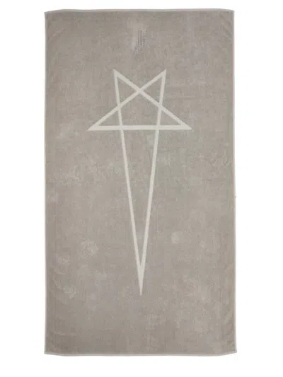 Rick Owens Heavy Cotton Beach Towel In Grey