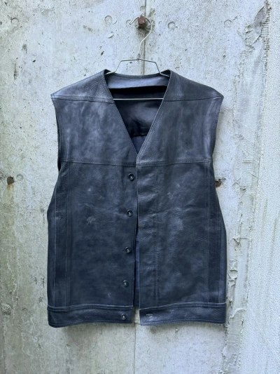 Pre-owned Rick Owens Heavy Cow Leather Vest In Black