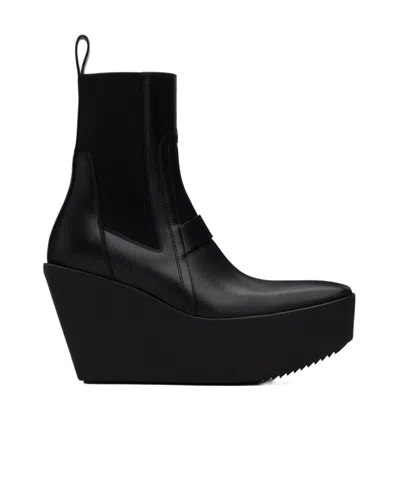 Rick Owens Heel Lifting Ring Short Boots In Black