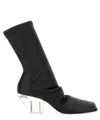 Rick Owens Stretch Leather Ankle Boots In Black