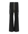 Rick Owens Heizer Belas Wide-leg Cotton-blend Poplin Drawstring Cargo Trousers In Black