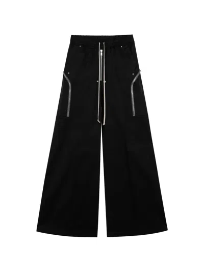 Rick Owens Wide-leg Black Casual Pants With Elastic Waistband And Functional Pockets