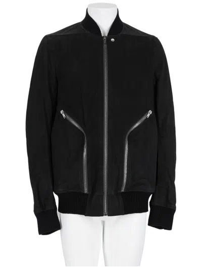 Rick Owens Heizer Flight Lamb Leather Bomber Jacket In Black