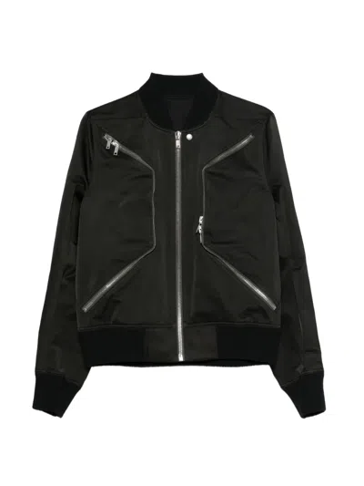 Rick Owens Heizer Flight Zipped Bomber Jacket In Black