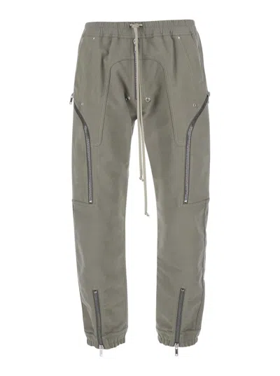Rick Owens Heizer Grey Pants With Side Zip Cargo Pockets In Cotton For Men In Multi