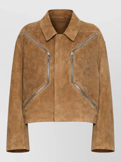 Rick Owens Heizer Mac Jkt Suede Coat Jacket In Brown