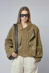 Rick Owens Heizer Mac Leather Jacket In Brown
