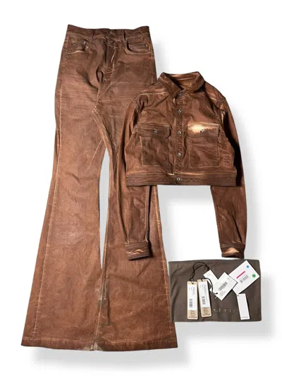 Pre-owned Rick Owens Henna Brown Denim Set