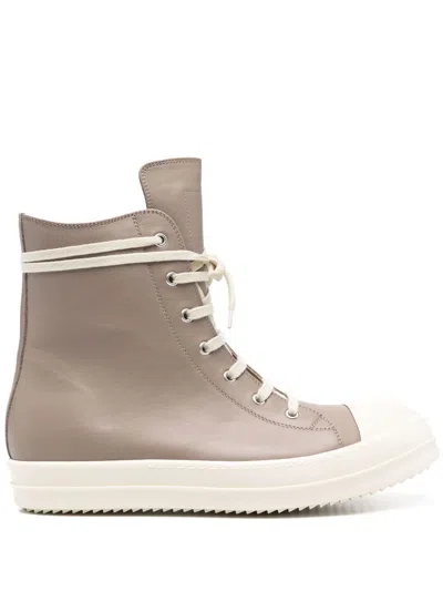 Rick Owens Scarpe In Pelle Trainers In Dust And Milk