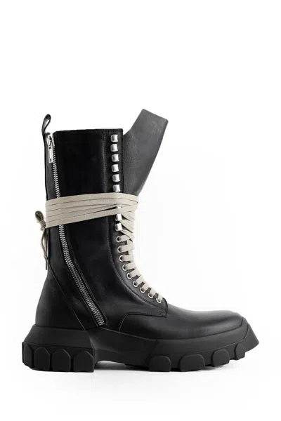 Rick Owens Black Army Tractor Leather Boots