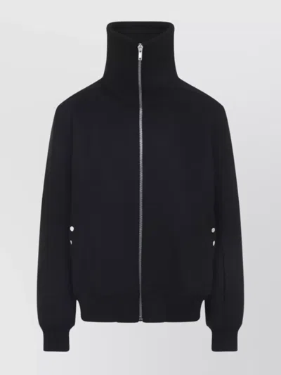 RICK OWENS HIGH COLLAR JACKET WITH RIBBED CUFFS AND HEM