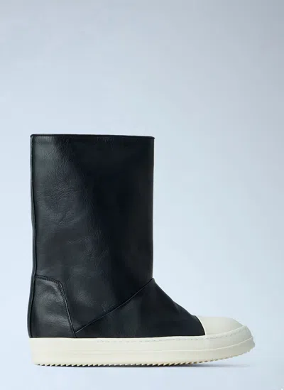 Rick Owens High Leather Boots In Black
