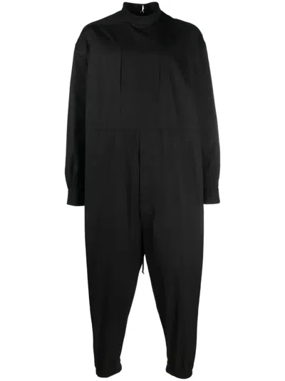 Rick Owens Tommy High-neck Dungaree Flightsuit In Black