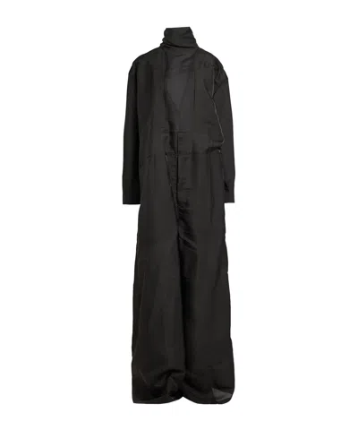 Rick Owens High Neck Long Sleeve Jumpsuit In Black
