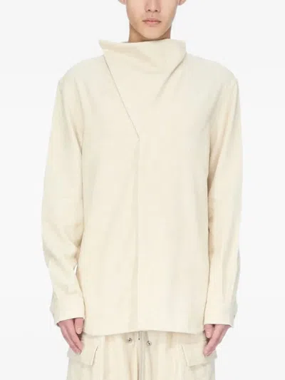 Rick Owens High-neck Long-sleeve Shirt In Neutral