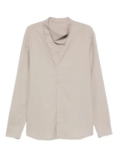 Rick Owens High-neck Long-sleeve Shirt In Neutral