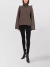 Rick Owens High Neck Long Sleeve Top With Shoulder Detail In Brown