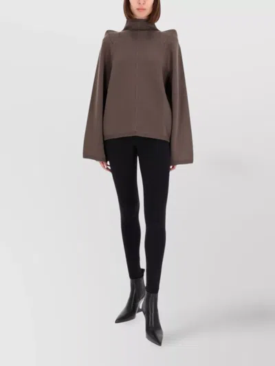 RICK OWENS HIGH NECK LONG SLEEVE TOP WITH SHOULDER DETAIL