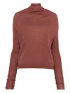 Rick Owens High-neck Ribbed Top In Brown