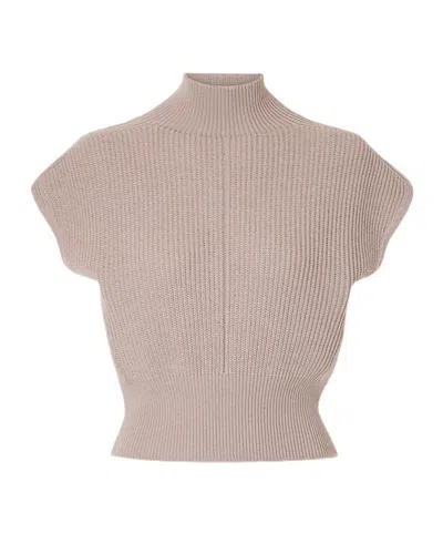 Rick Owens High Neck Sleeveless Cropped Knit Top In Pink