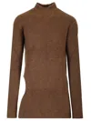 Rick Owens High Neck Sweater In Alpaca Knitwear Brown In Brown
