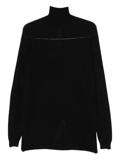 Rick Owens High-neck Wool Sweater In Black