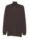 Rick Owens High-neck Wool Sweater In Brown