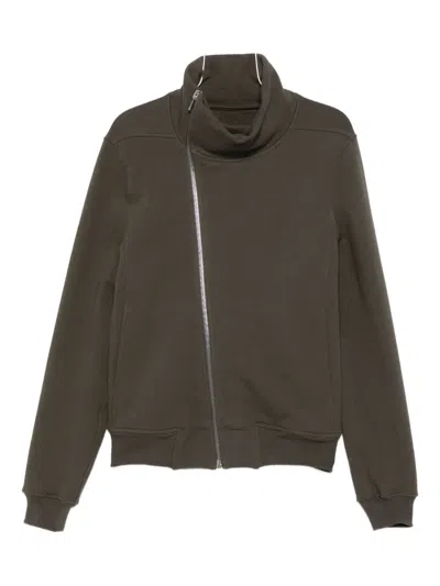 Rick Owens High-neck Zip-front Jacket In Green