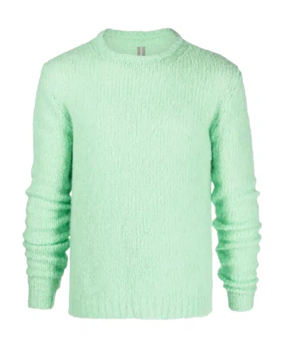 Rick Owens Solid Color Mohair Blend Crew-neck Sweater In Green