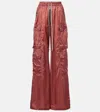Rick Owens Satin-twill Wide-leg Cargo Pants In Pink