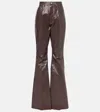 Rick Owens High-rise Coated Canvas Straight Pants In Brown