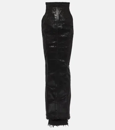 Rick Owens High-rise Denim Pencil Skirt In Black