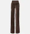 Rick Owens Wide-leg Trousers With Ribbed Waistband In Brown