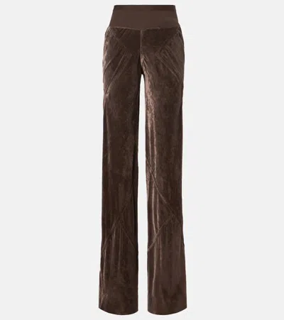 RICK OWENS HIGH-RISE VELOUR STRAIGHT PANTS