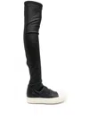 Rick Owens Black Knee-high Sneakers With Platform In Leather Woman In Black
