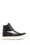 Rick Owens Suede-trimmed Denim High-top Sneakers In Black
