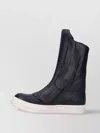 Rick Owens High-top Boots With Contrast Sole And Ribbed Detailing In Black