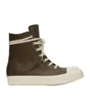 Rick Owens High-top Casual Shoes With Lace Front In Green