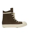 Rick Owens High-top Casual Shoes With Lace Front In Green