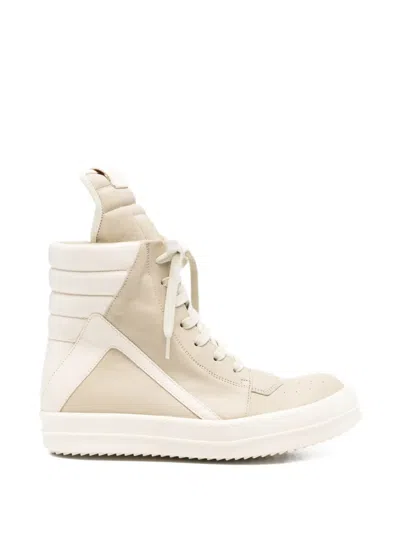 Rick Owens High Top Geobasket Sneakers In Neutral