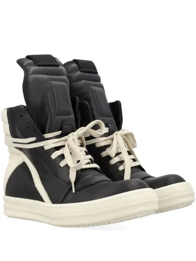 Rick Owens High-top Leather Sneakers In Black