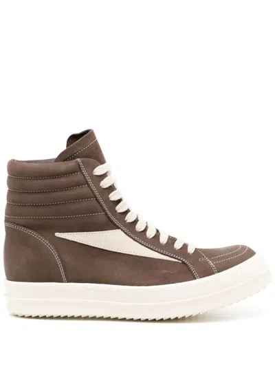 Rick Owens High-top Leather Sneakers In Brown