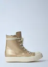 Rick Owens High-top Sneakers With Smooth Leather Upper And Chunky Sole In Gold